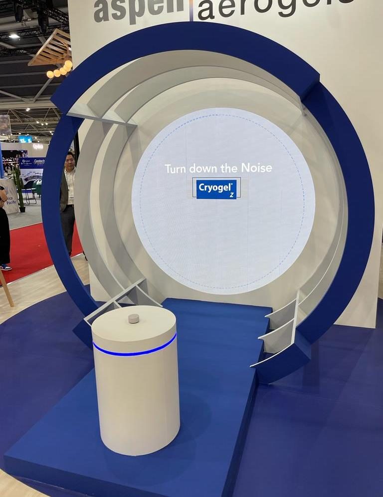 Aspen Aerogels circular interactive display with a dial on a plinth