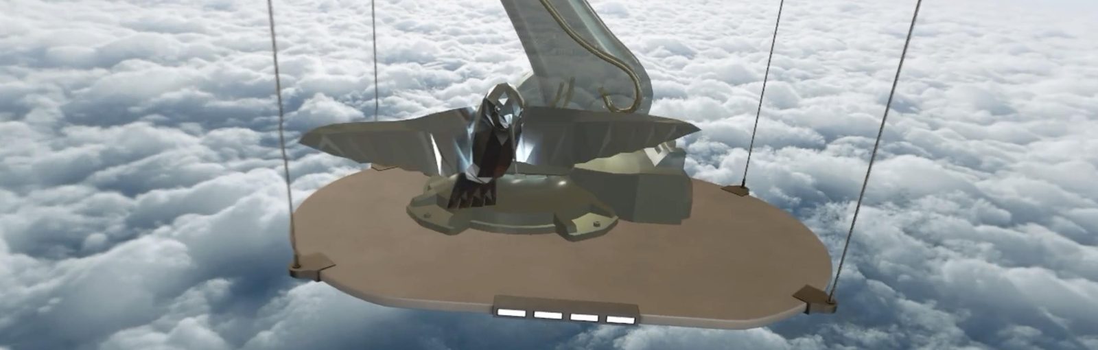 A platform floating above the clouds in the Castrol In-between mixed reality experience